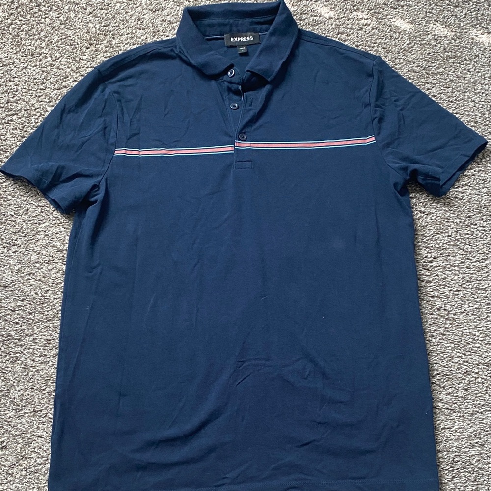 Express Men's Polo Shirt in Deep Blue with Stripe